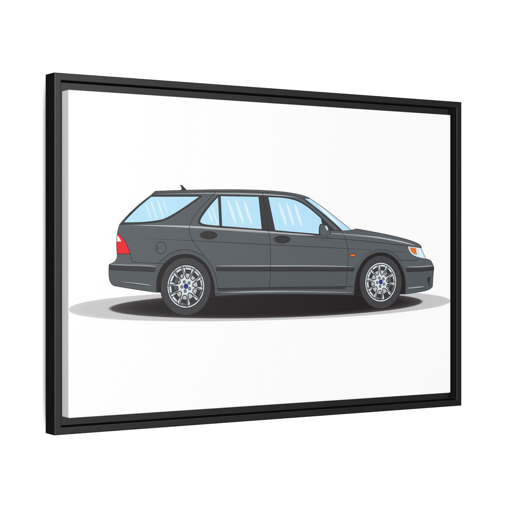 Saab 9-5 OG Aero Steel Grey Art Print — Framed Matte Canvas Wall Decor