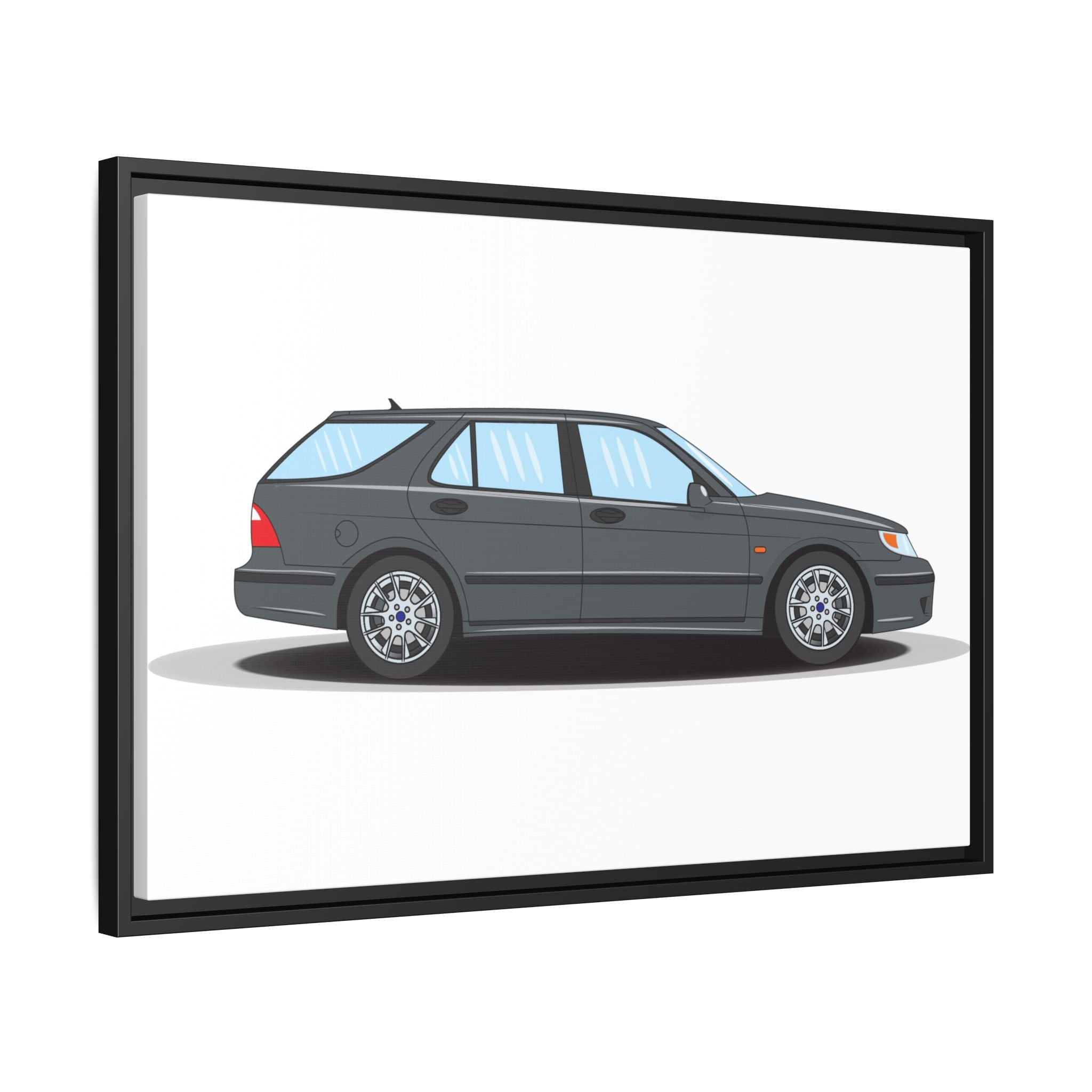 Saab 9-5 OG Aero Steel Grey Art Print — Framed Matte Canvas Wall Decor