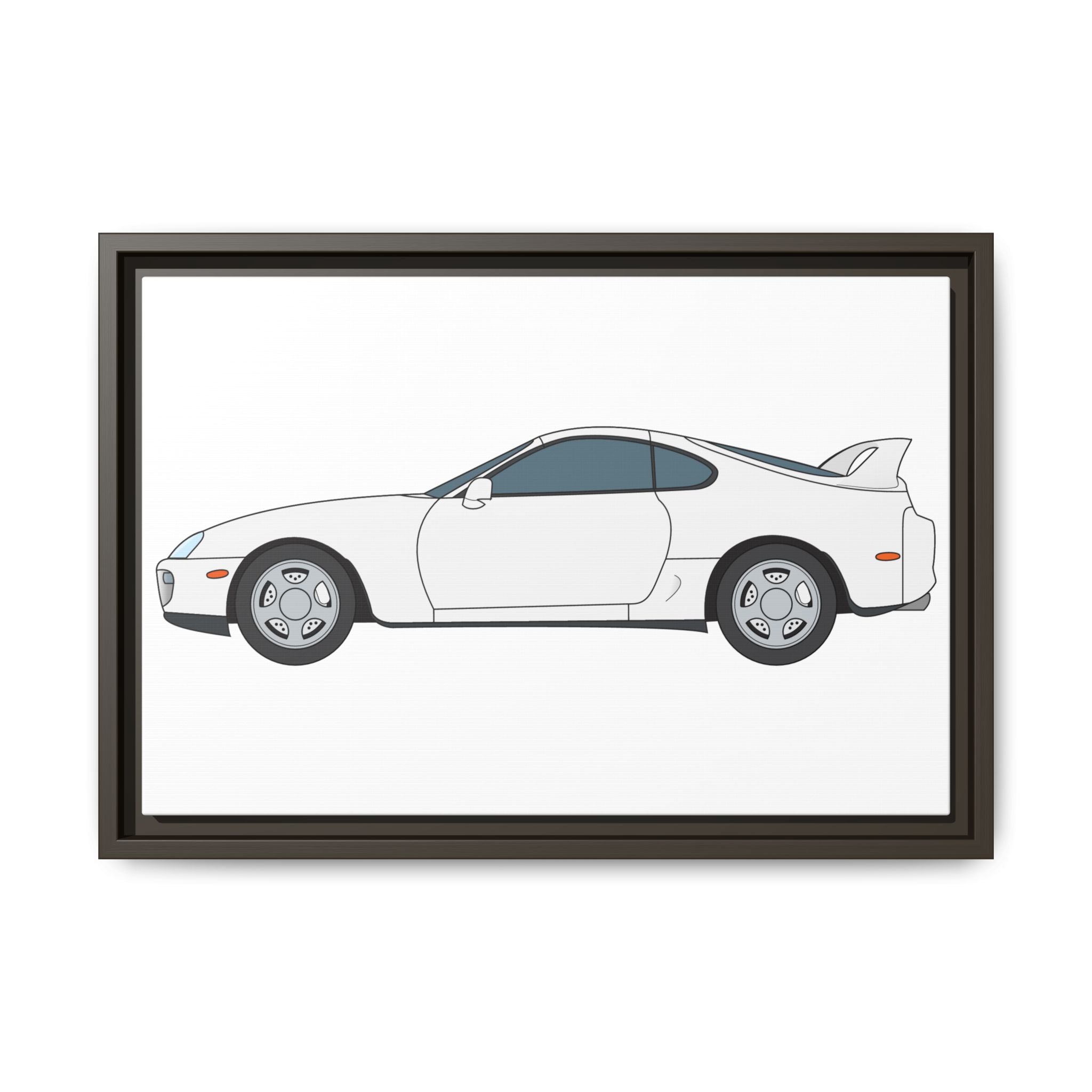 Toyota Supra MK4 Super White ll Art Print — Framed Matte Canvas Wall Decor