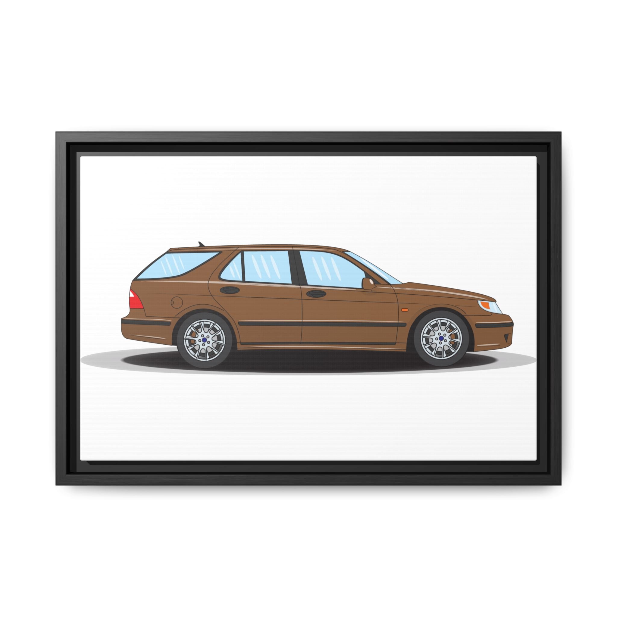 Saab 9-5 OG Aero Wagon Hazelnut Metallic Art Print — Framed Matte Canvas Wall Decor