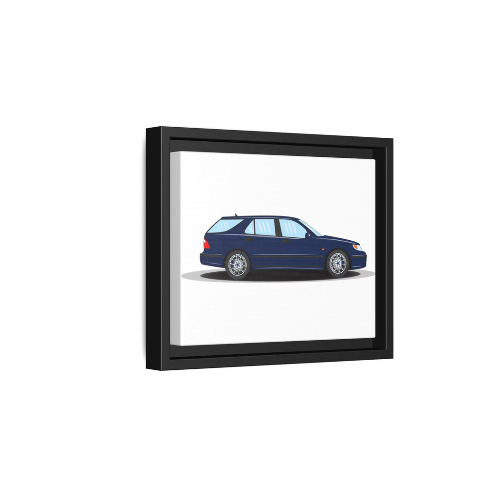 Saab 9-5 OG Aero Wagon Midnight Blue Art Print — Framed Matte Canvas Wall Decor