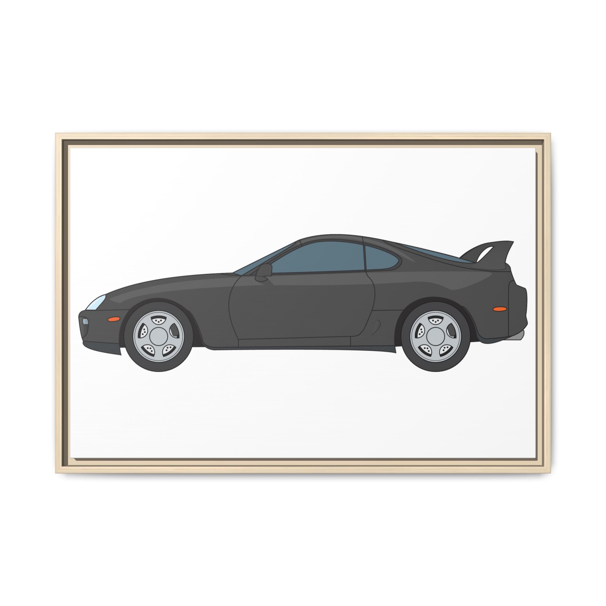 Toyota Supra MK4 Anthracite Art Print — Framed Matte Canvas Wall Decor