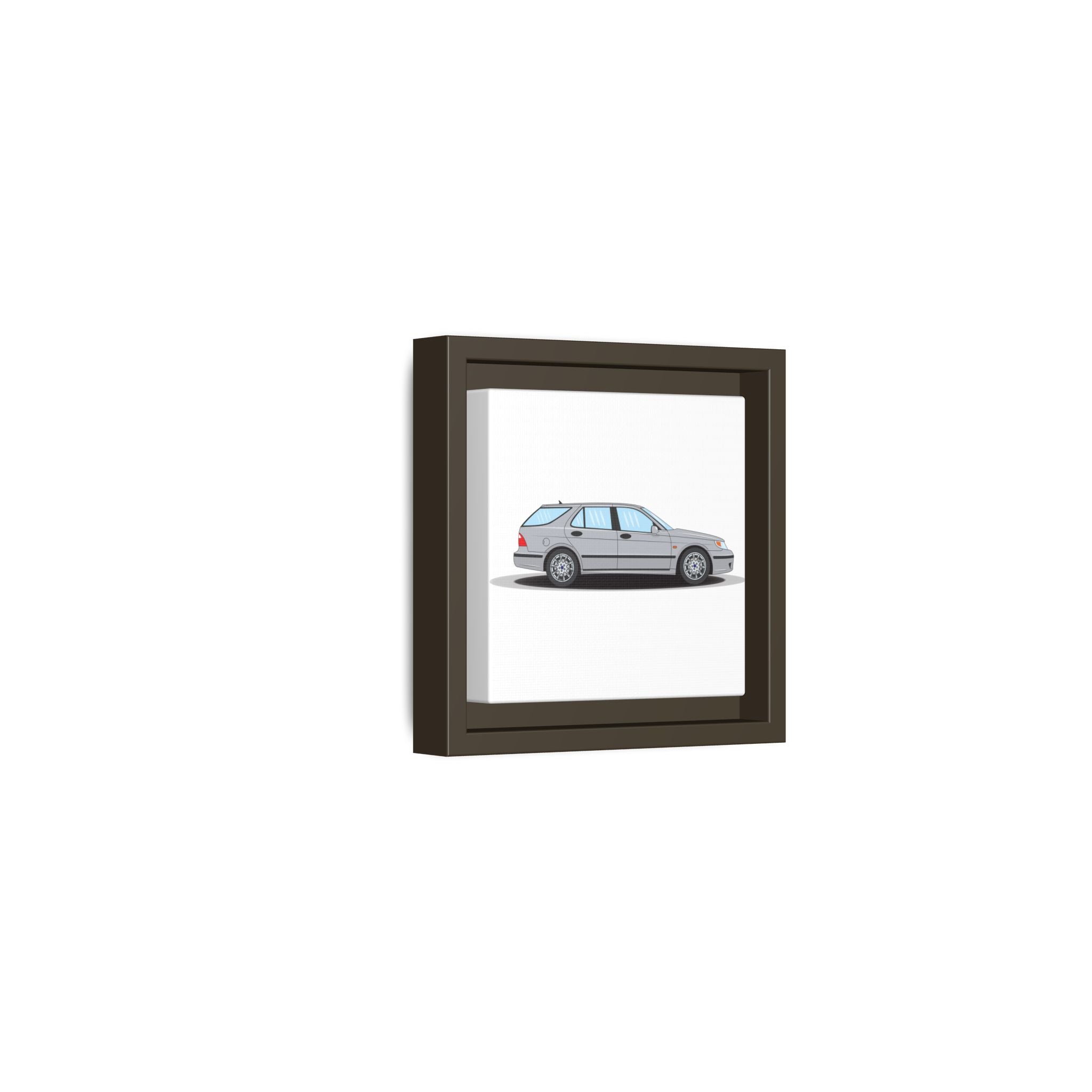 Saab 9-5 OG Aero Wagon Silver Metallic Art Print — Framed Matte Canvas Wall Decor