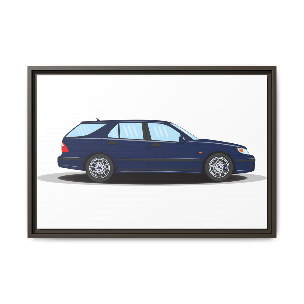 Saab 9-5 OG Aero Wagon Midnight Blue Art Print — Framed Matte Canvas Wall Decor