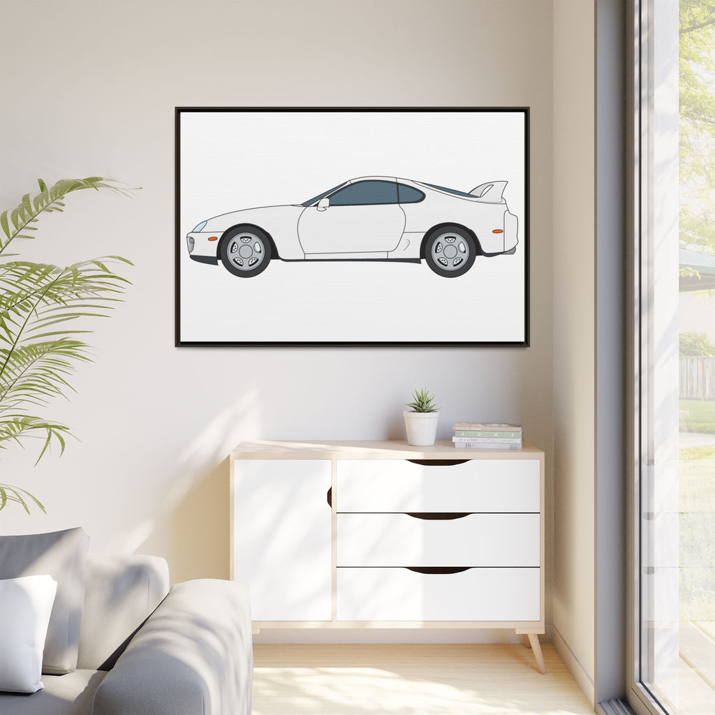 Toyota Supra MK4 Super White ll Art Print — Framed Matte Canvas Wall Decor