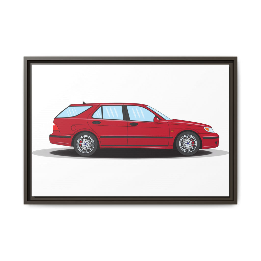 Saab 9-5 OG Aero Wagon Laser Red Art Print — Framed Matte Canvas Wall Decor