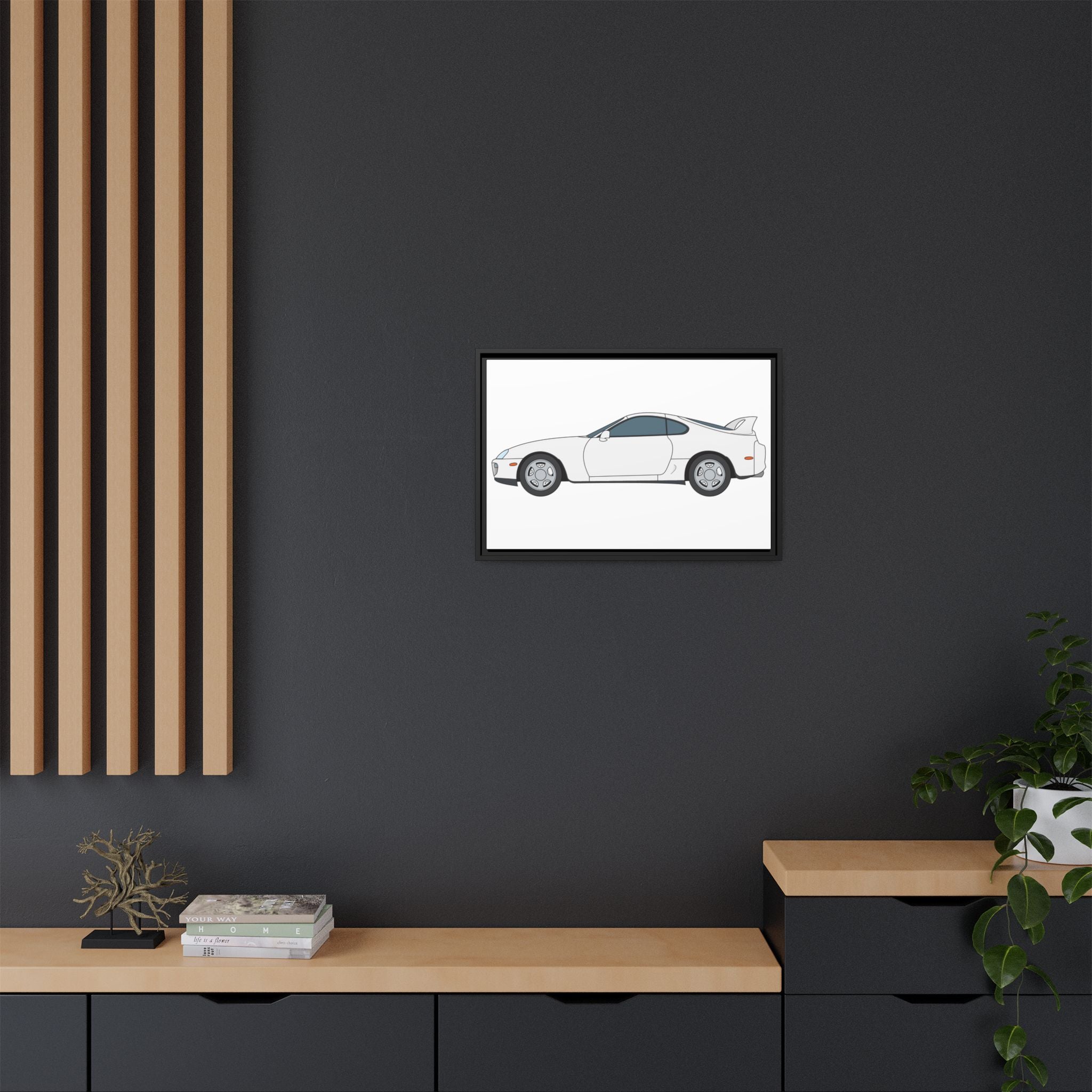 Toyota Supra MK4 Super White ll Art Print — Framed Matte Canvas Wall Decor