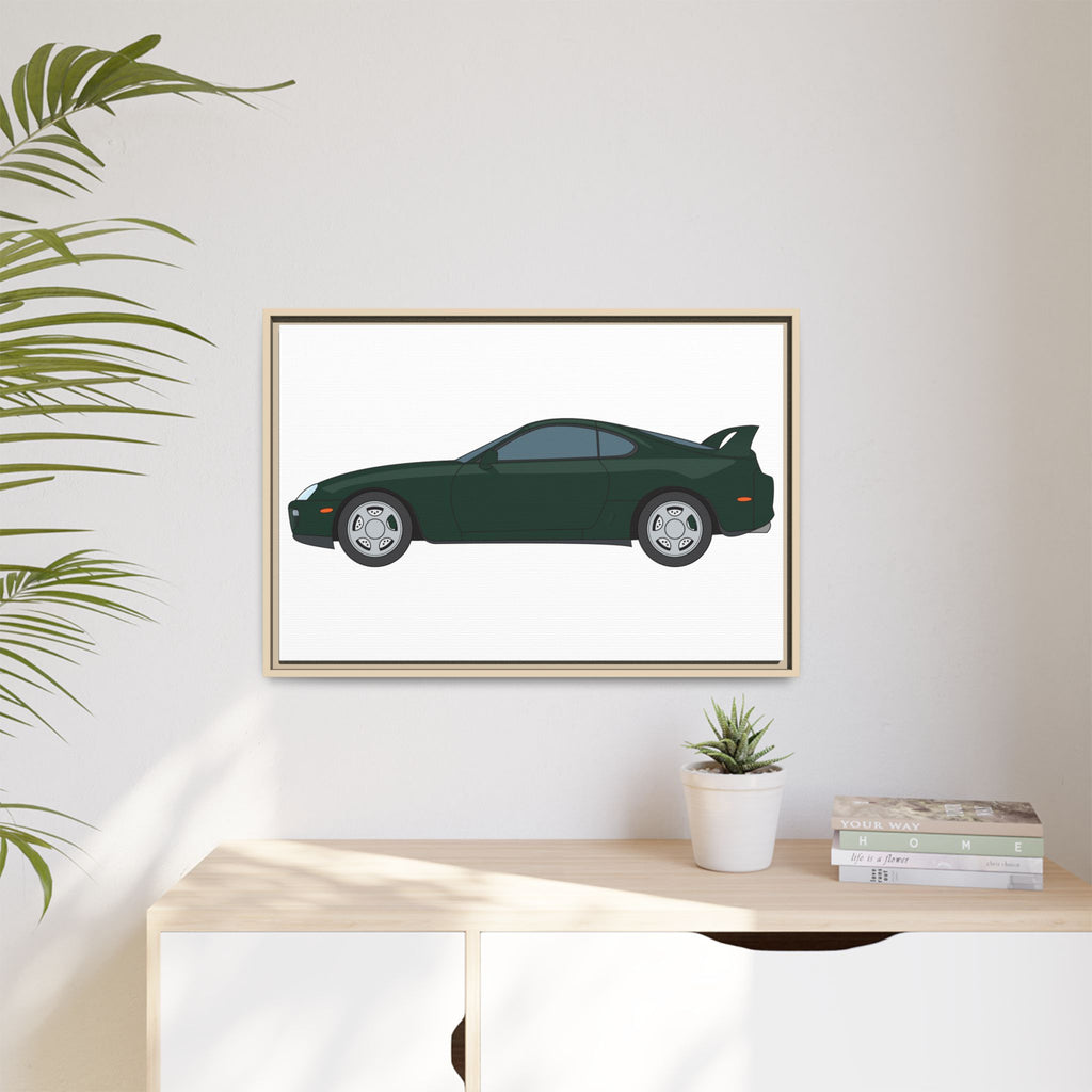 Toyota Supra MK4 Dark Green Mica Art Print — Framed Matte Canvas Wall Decor