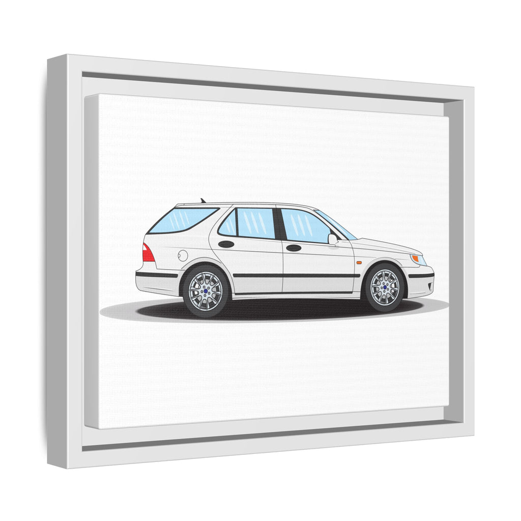 Saab 9-5 OG Aero Wagon Artic White Art Print — Framed Matte Canvas Wall Decor