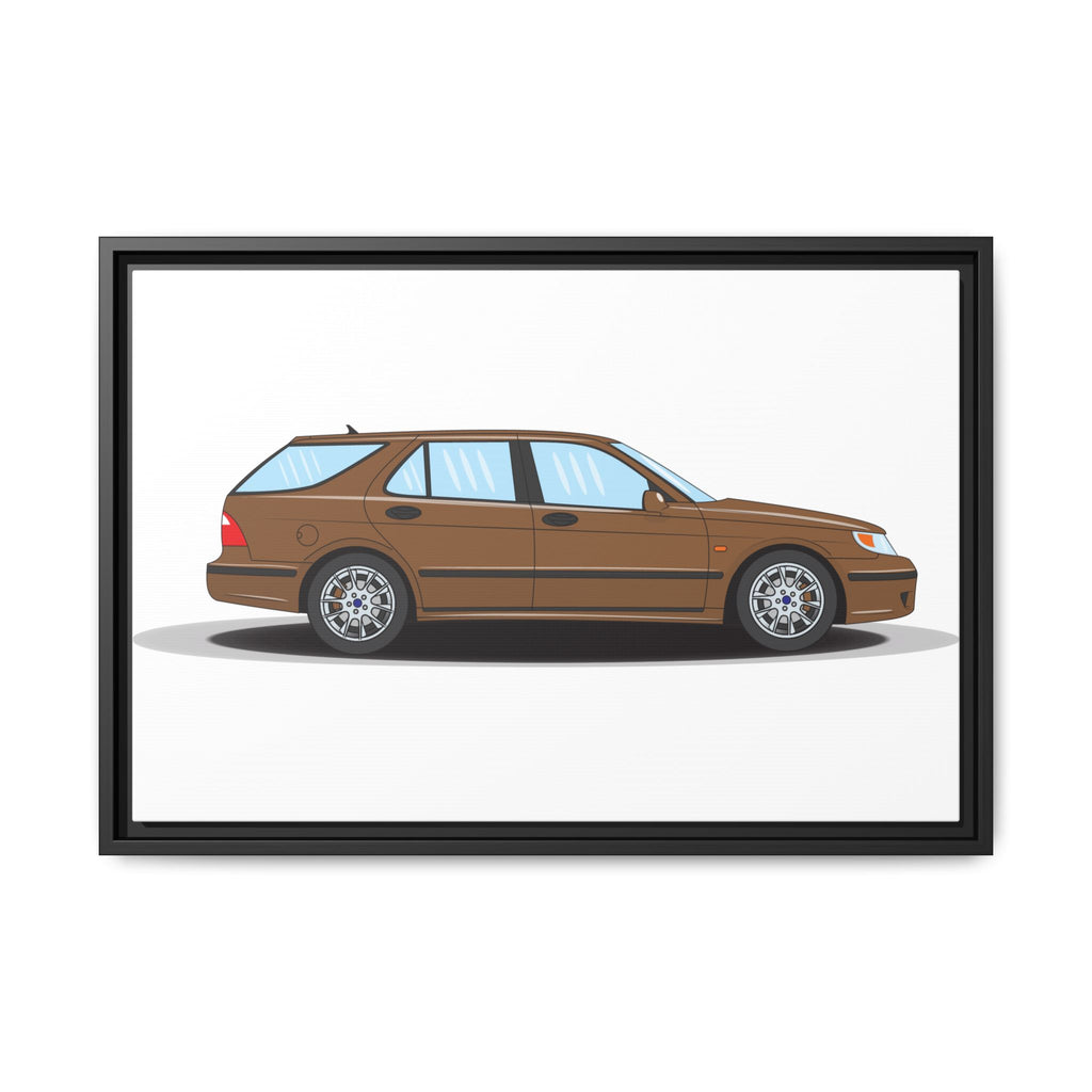 Saab 9-5 OG Aero Wagon Hazelnut Metallic Art Print — Framed Matte Canvas Wall Decor