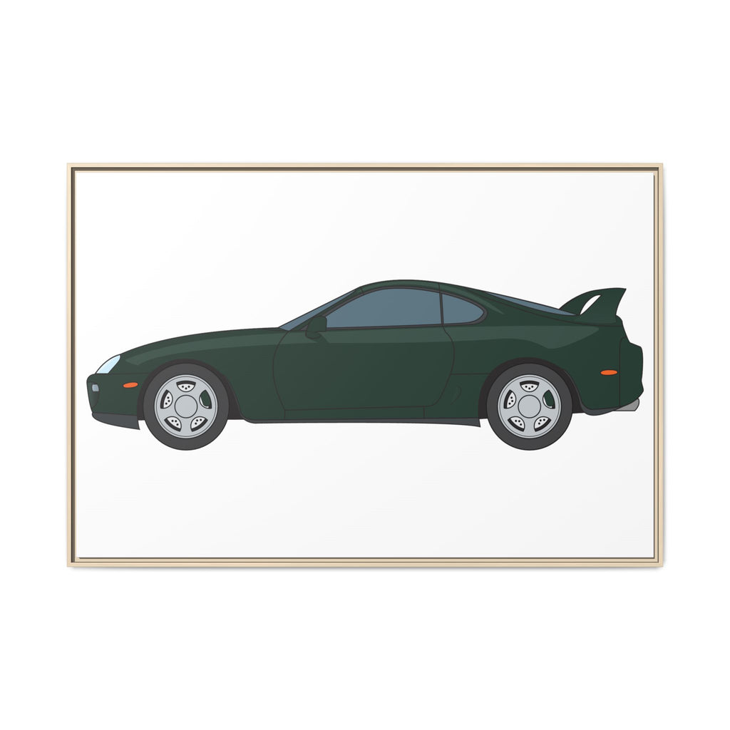Toyota Supra MK4 Dark Green Mica Art Print — Framed Matte Canvas Wall Decor