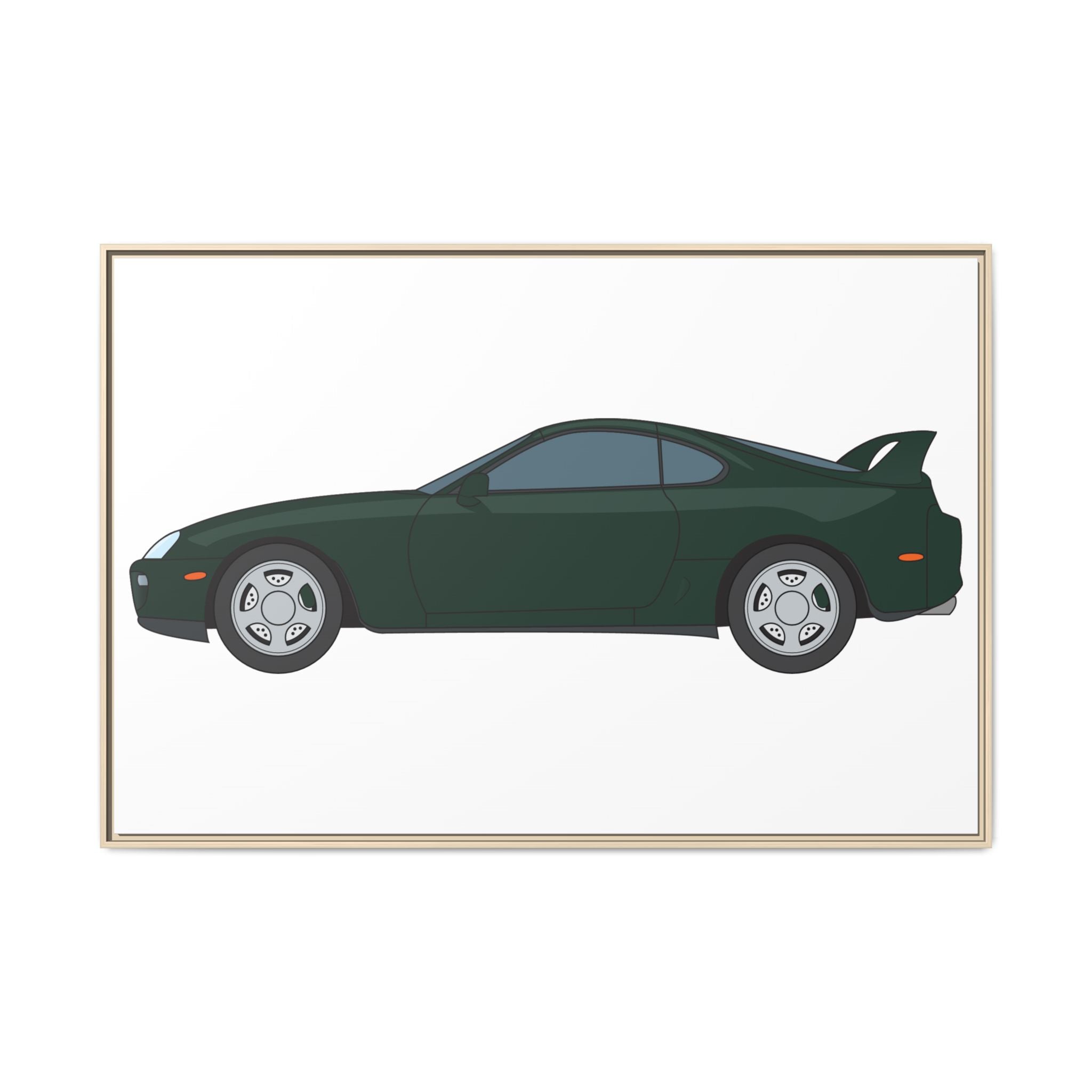 Toyota Supra MK4 Dark Green Mica Art Print — Framed Matte Canvas Wall Decor