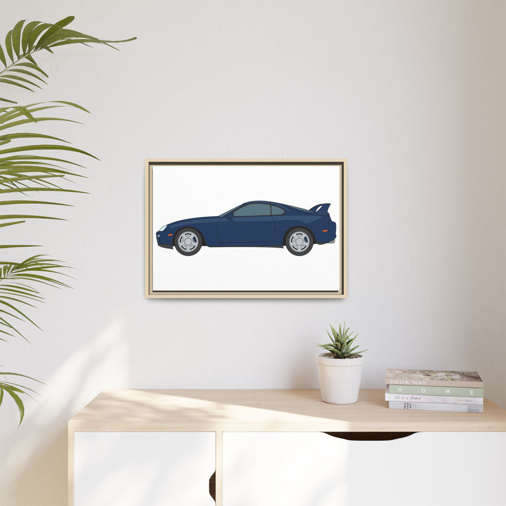 Toyota Supra MK4 Royal Sapphire Art Print — Framed Matte Canvas Wall Decor