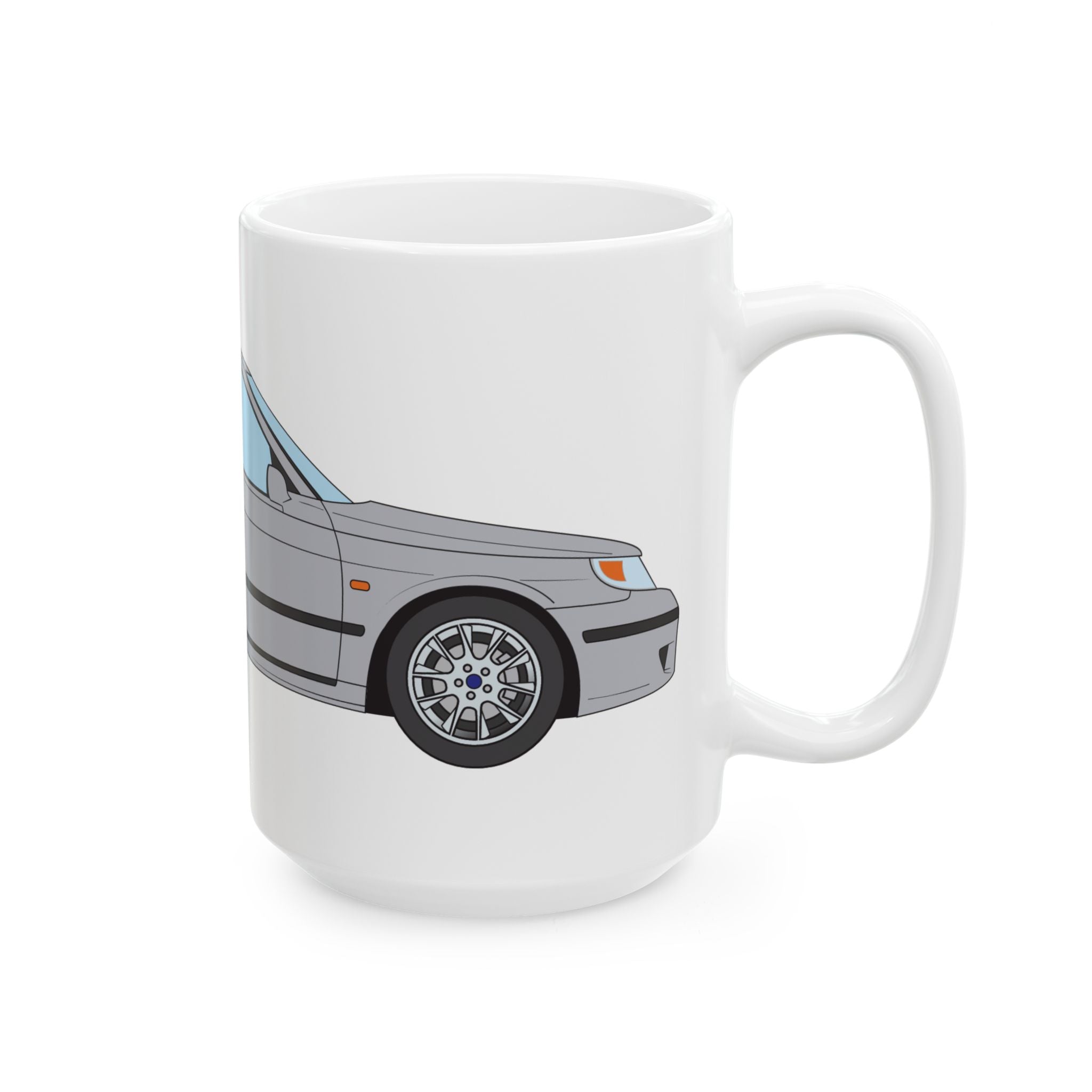 Saab 9-5 OG Aero Wagon Silver Metallic — Ceramic Mug — Coffee Cup (11oz & 15oz)