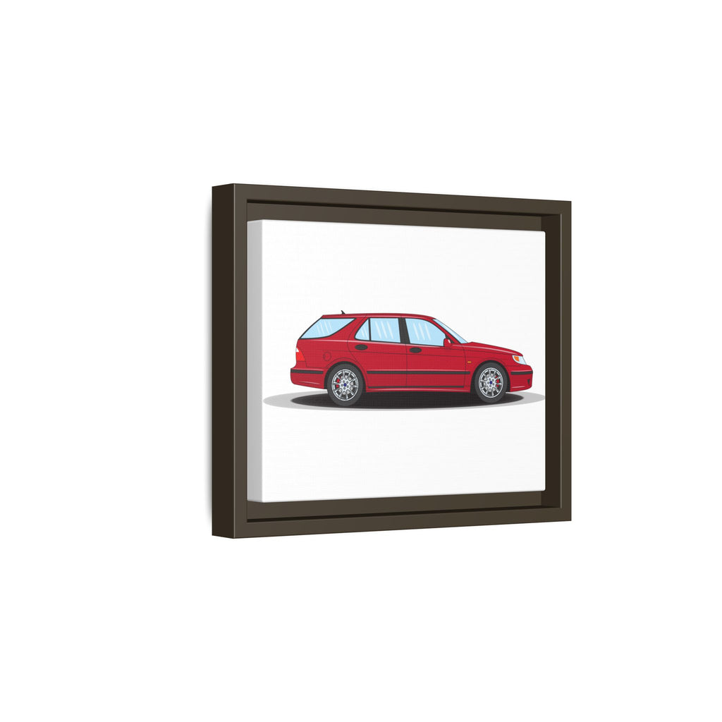 Saab 9-5 OG Aero Wagon Laser Red Art Print — Framed Matte Canvas Wall Decor