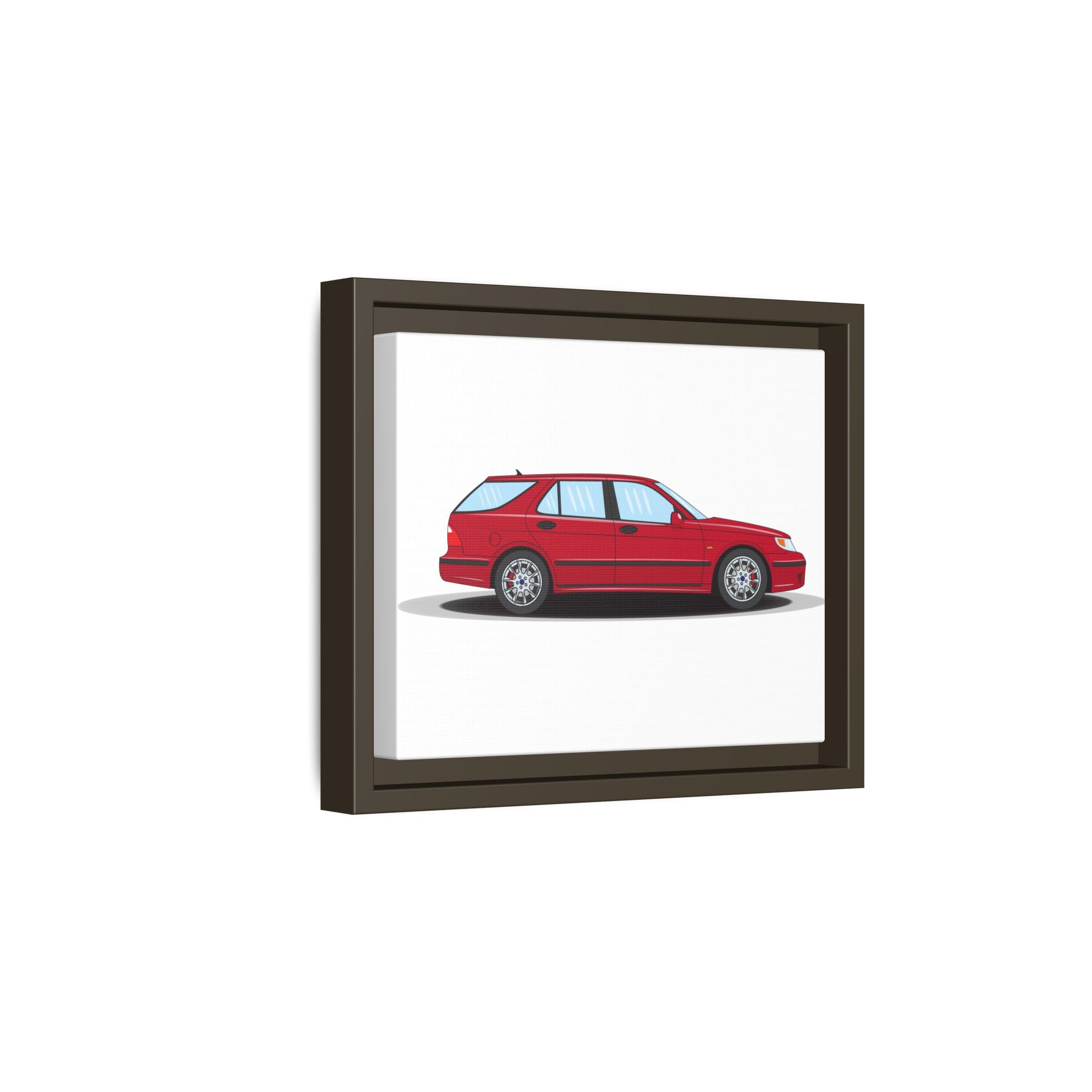 Saab 9-5 OG Aero Wagon Laser Red Art Print — Framed Matte Canvas Wall Decor