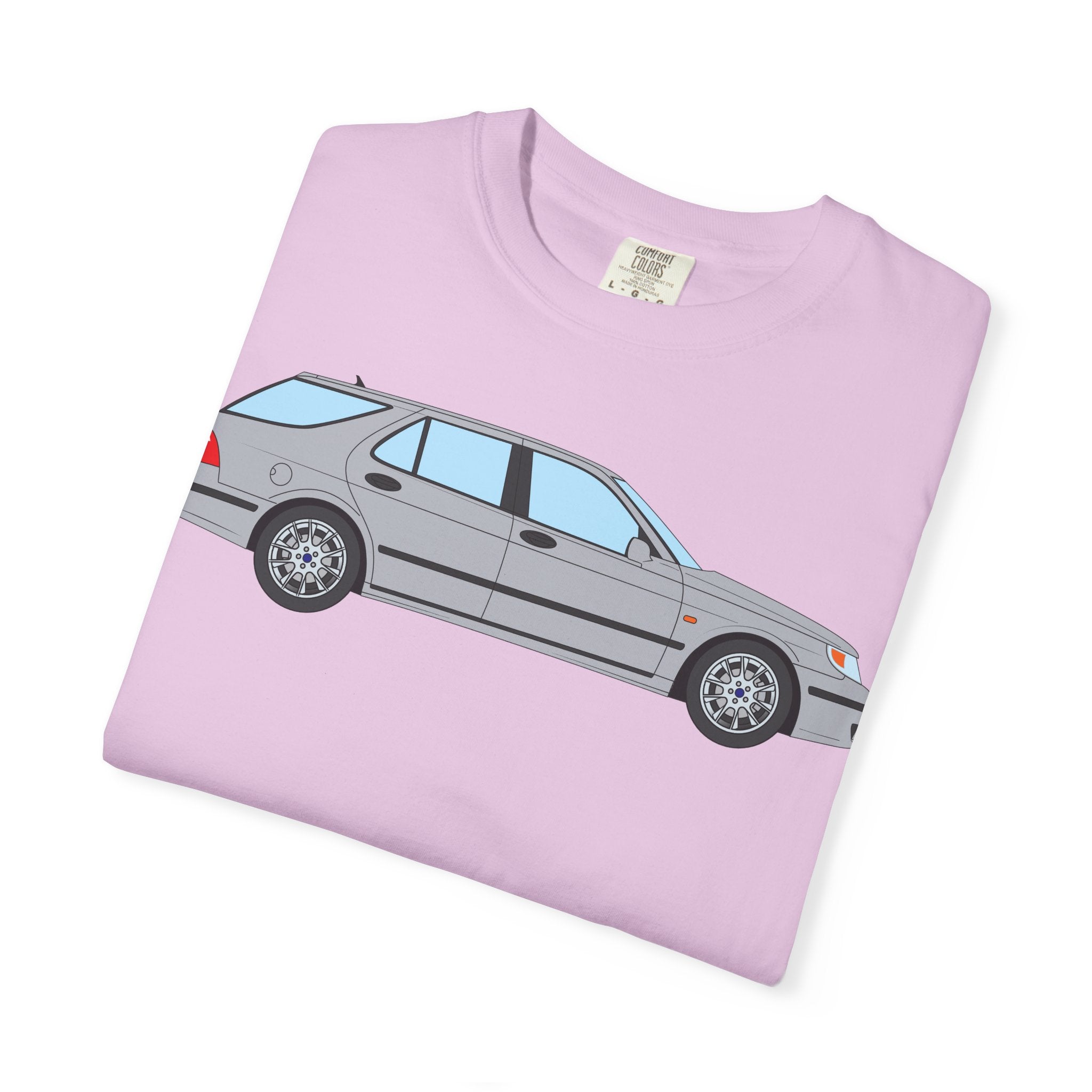 Saab 9-5 OG Aero Wagon Silver Metallic  — T-Shirt — Retro Car Graphic Tee