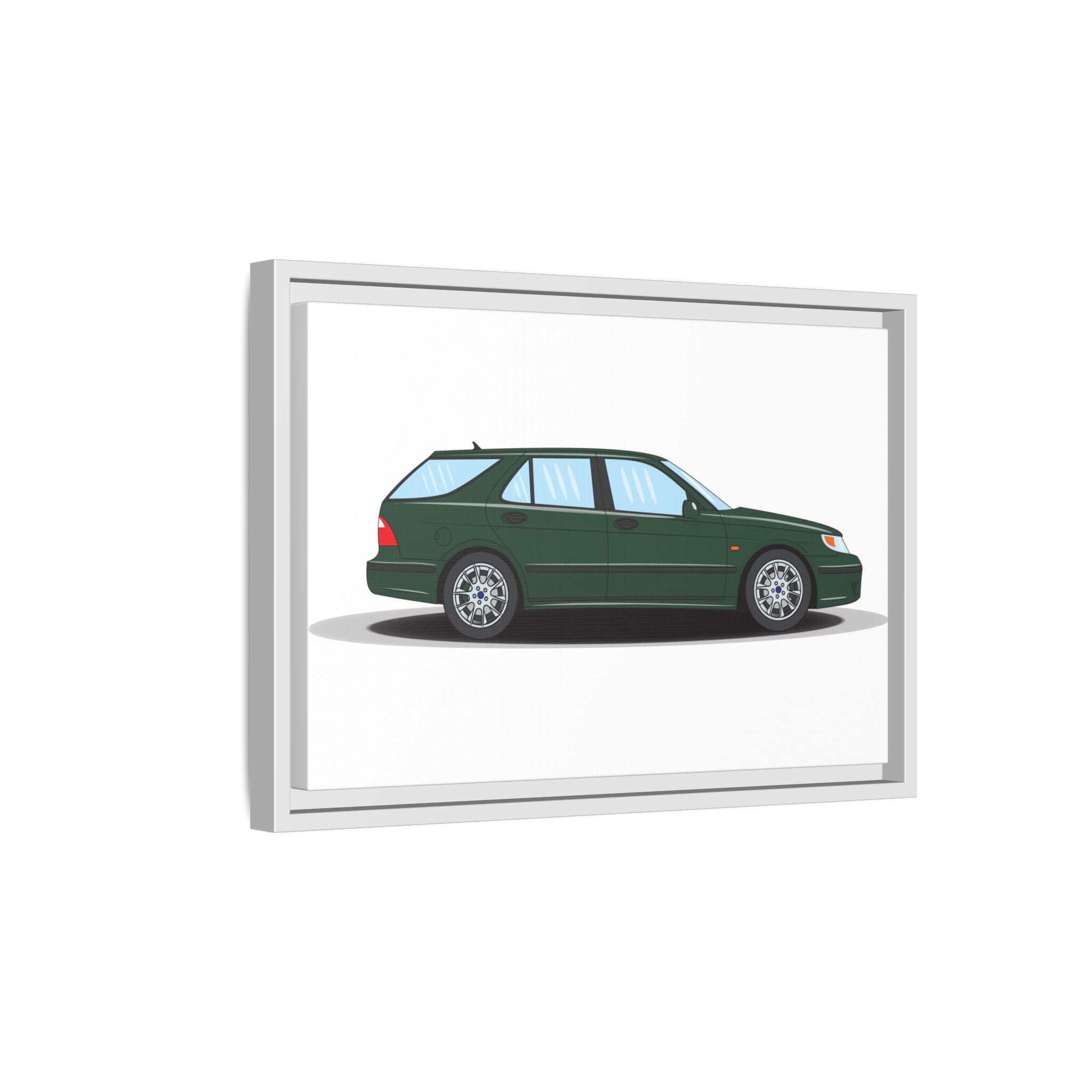 Saab 9-5 OG Aero Wagon Scarabe Green Art Print — Framed Matte Canvas Wall Decor