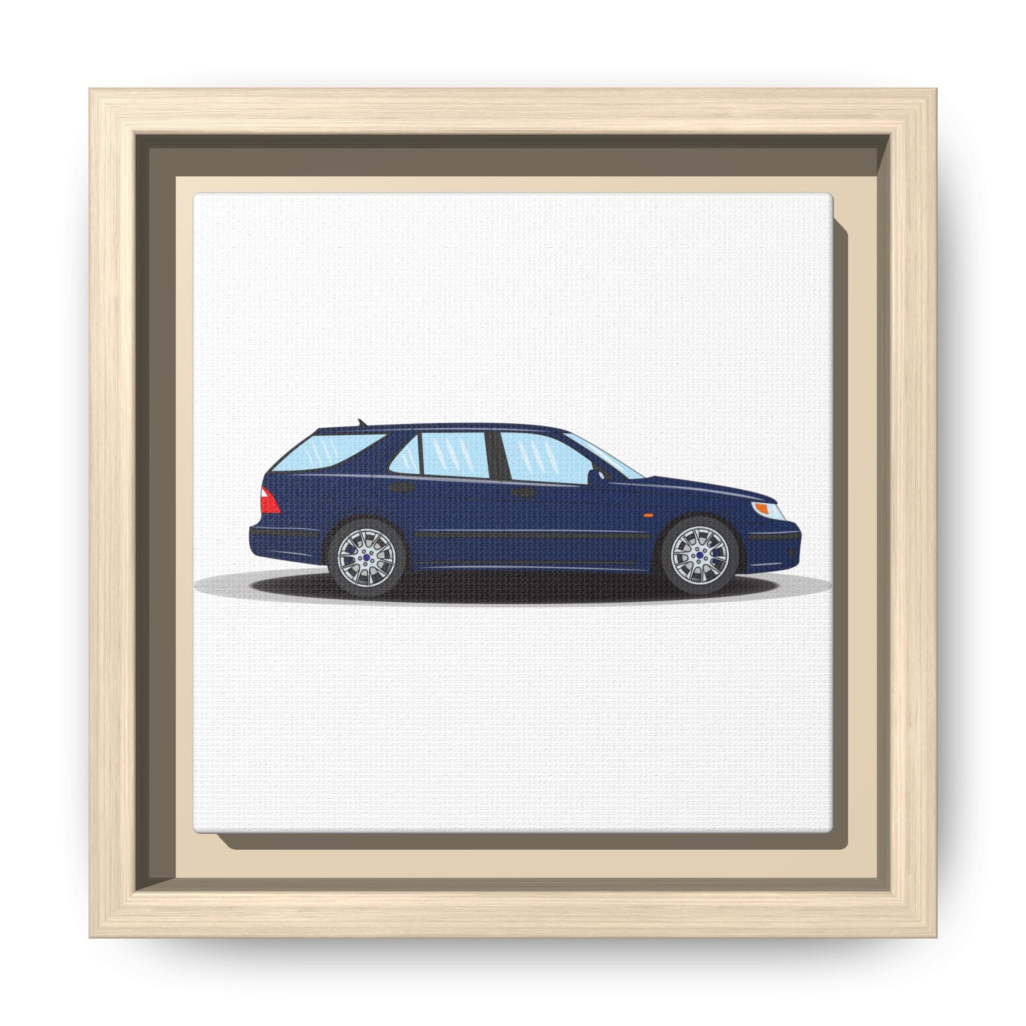 Saab 9-5 OG Aero Wagon Midnight Blue Art Print — Framed Matte Canvas Wall Decor