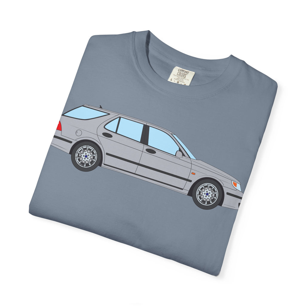 Saab 9-5 OG Aero Wagon Silver Metallic  — T-Shirt — Retro Car Graphic Tee