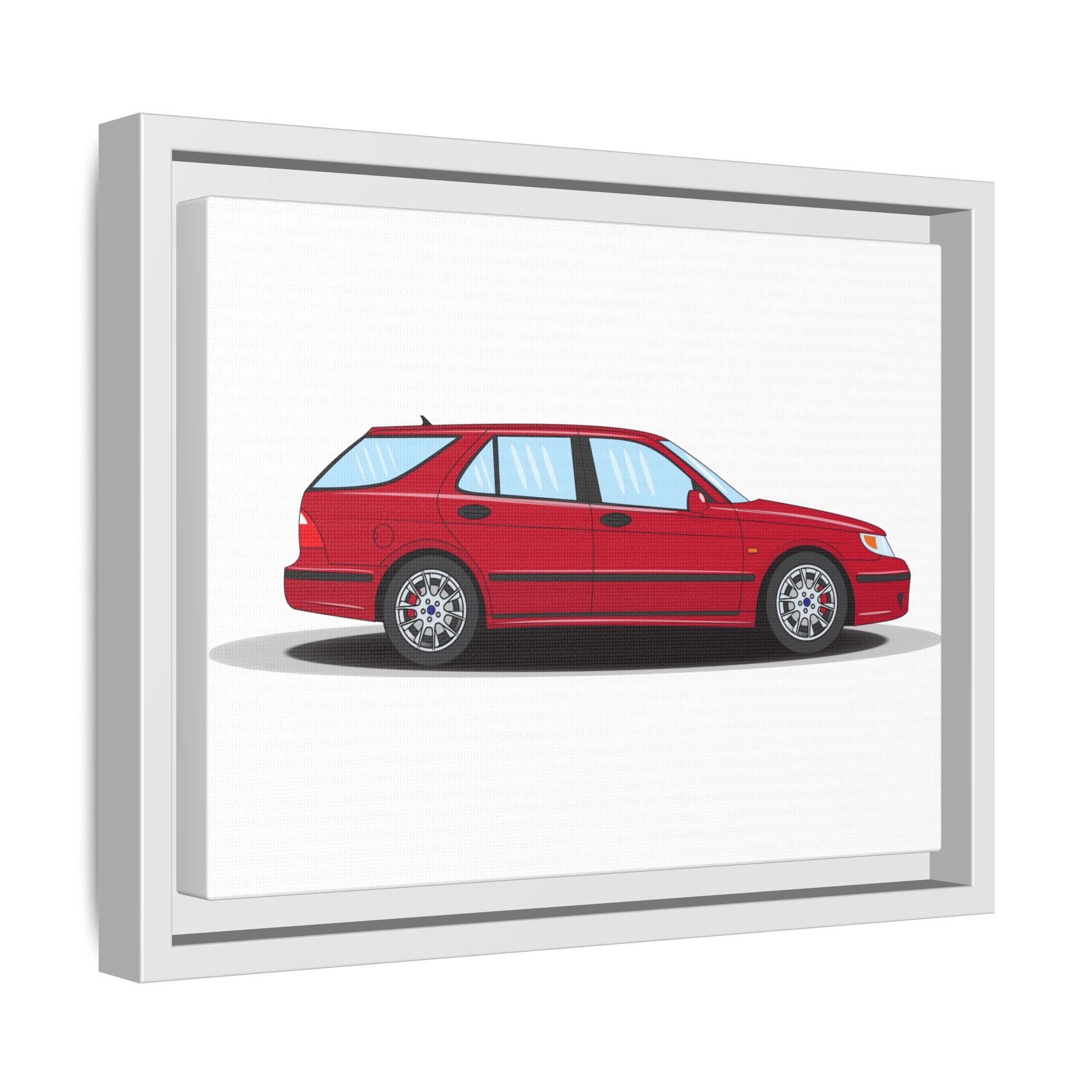 Saab 9-5 OG Aero Wagon Laser Red Art Print — Framed Matte Canvas Wall Decor
