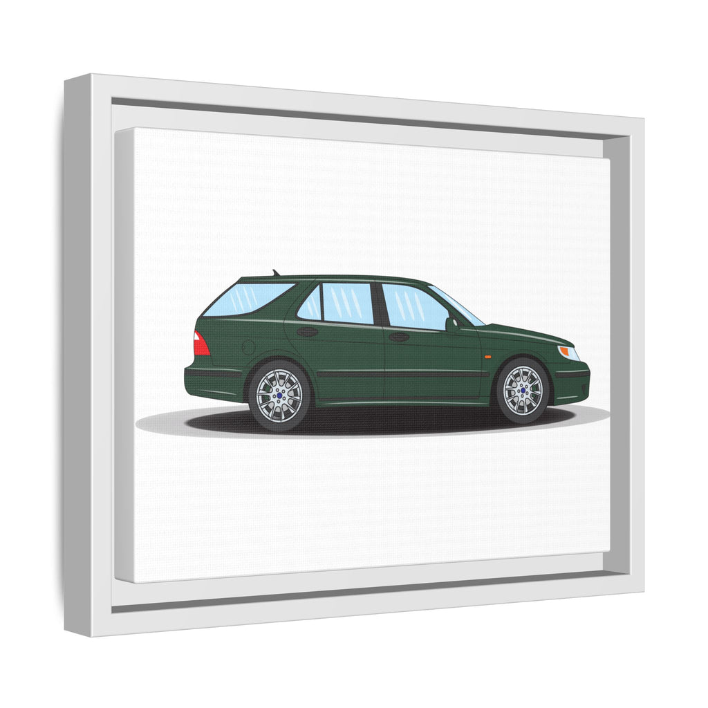Saab 9-5 OG Aero Wagon Scarabe Green Art Print — Framed Matte Canvas Wall Decor
