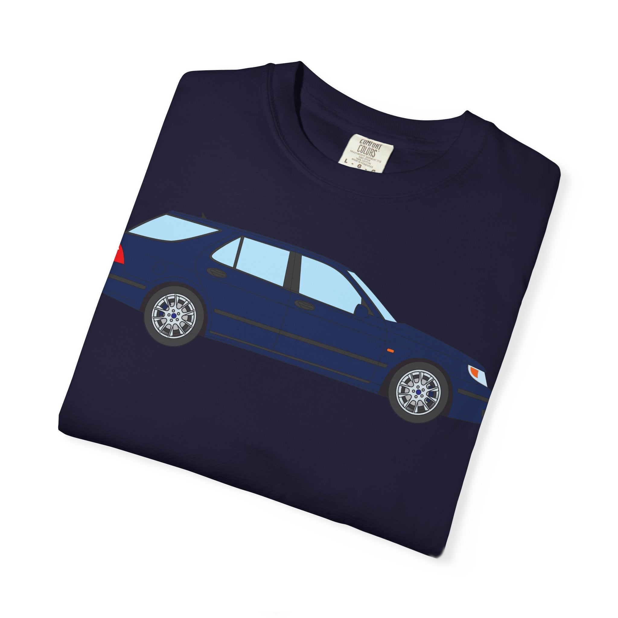 Saab 9-5 OG Aero Wagon Midnight Blue  — T-Shirt — Retro Car Graphic Tee