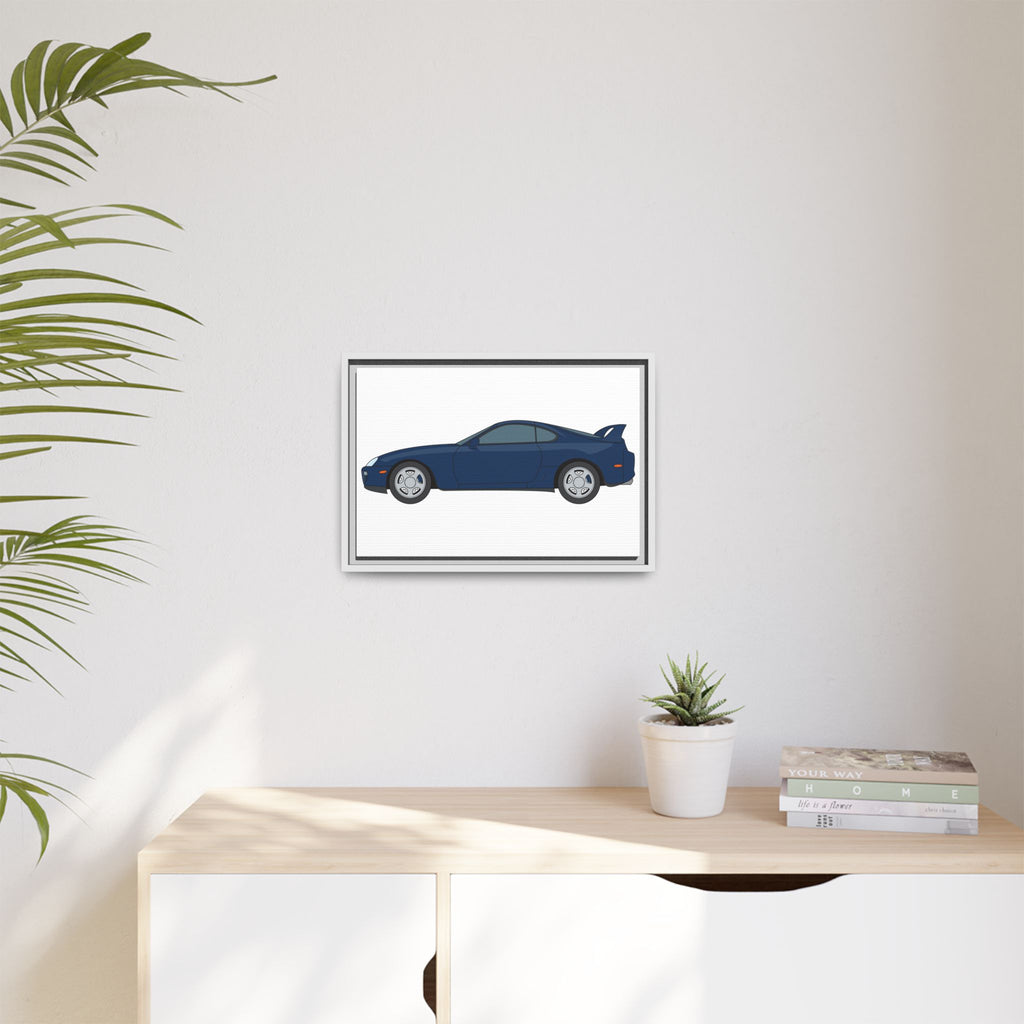 Toyota Supra MK4 Royal Sapphire Art Print — Framed Matte Canvas Wall Decor