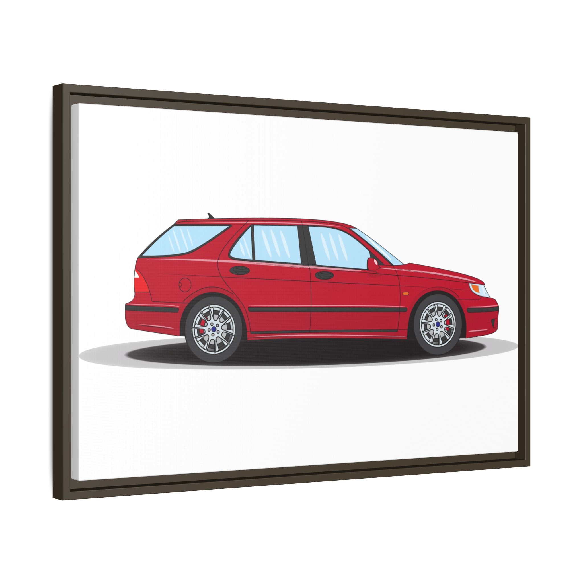 Saab 9-5 OG Aero Wagon Laser Red Art Print — Framed Matte Canvas Wall Decor