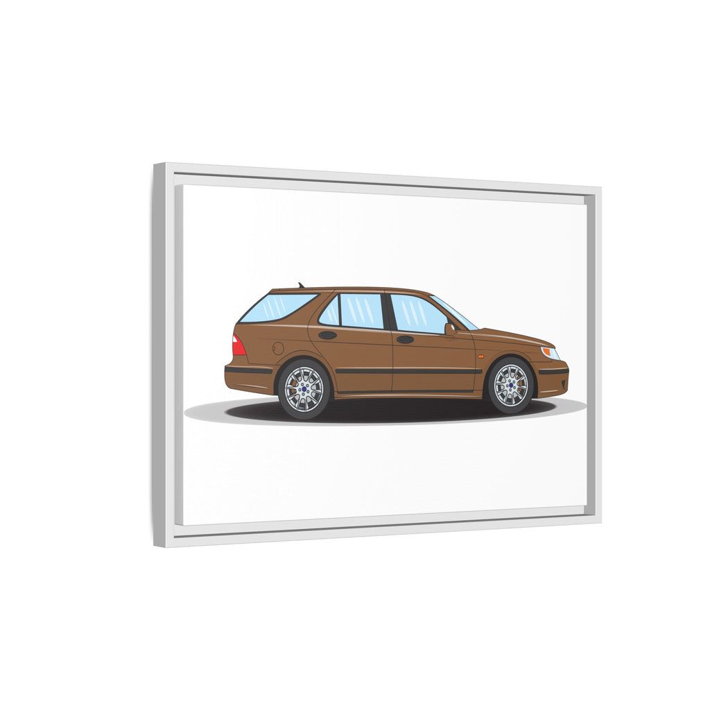Saab 9-5 OG Aero Wagon Hazelnut Metallic Art Print — Framed Matte Canvas Wall Decor