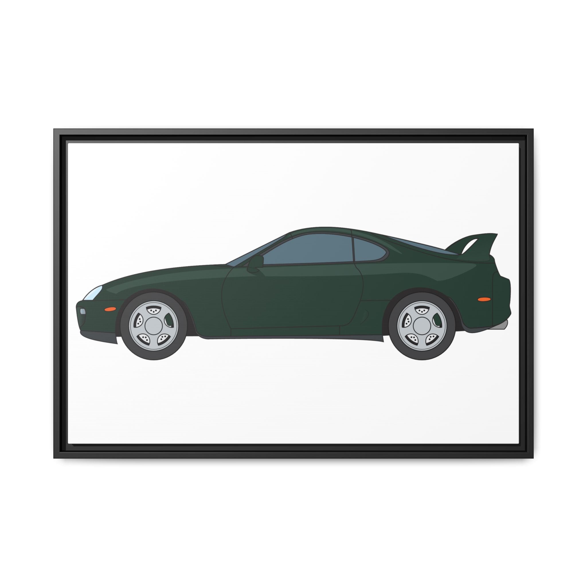 Toyota Supra MK4 Dark Green Mica Art Print — Framed Matte Canvas Wall Decor