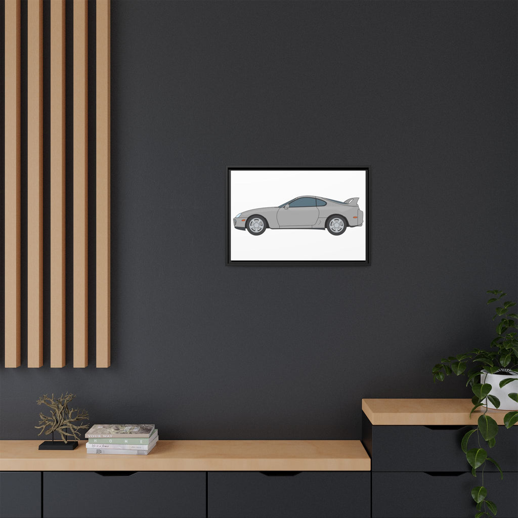 Toyota Supra MK4 Silver Metallic Art Print — Framed Matte Canvas Wall Decor