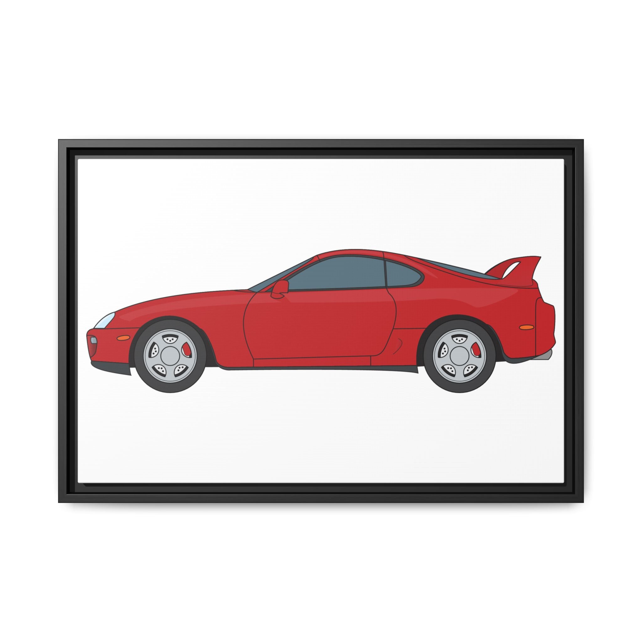 Toyota Supra MK4 Super Red ll Art Print — Framed Matte Canvas Wall Decor