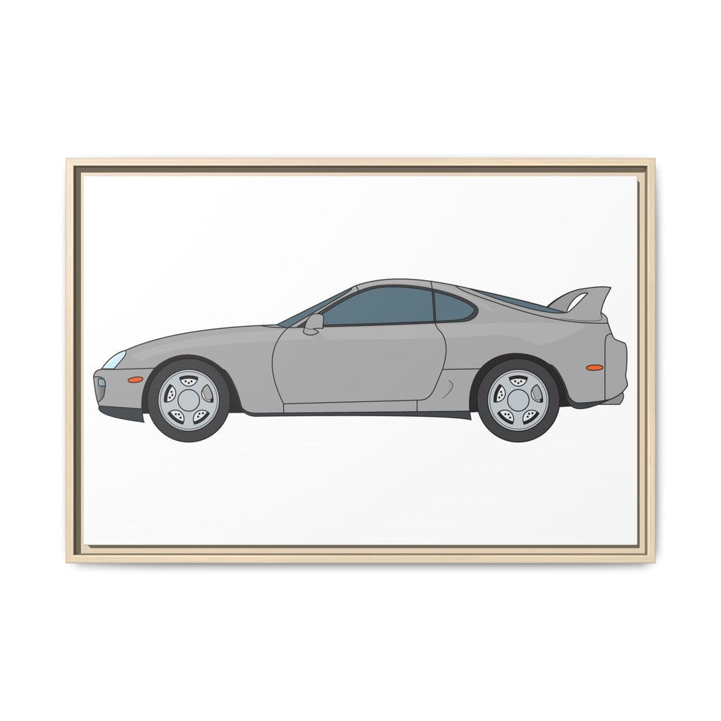 Toyota Supra MK4 Silver Metallic Art Print — Framed Matte Canvas Wall Decor