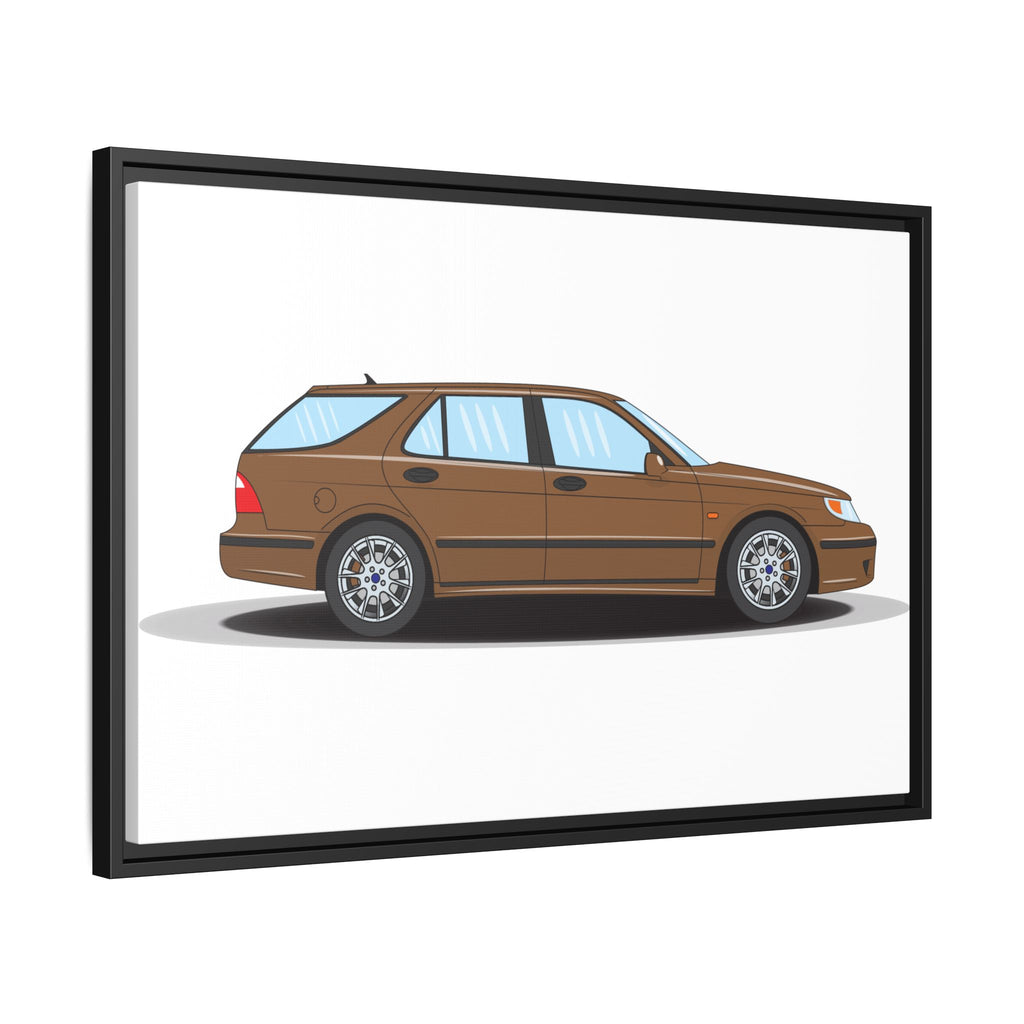 Saab 9-5 OG Aero Wagon Hazelnut Metallic Art Print — Framed Matte Canvas Wall Decor