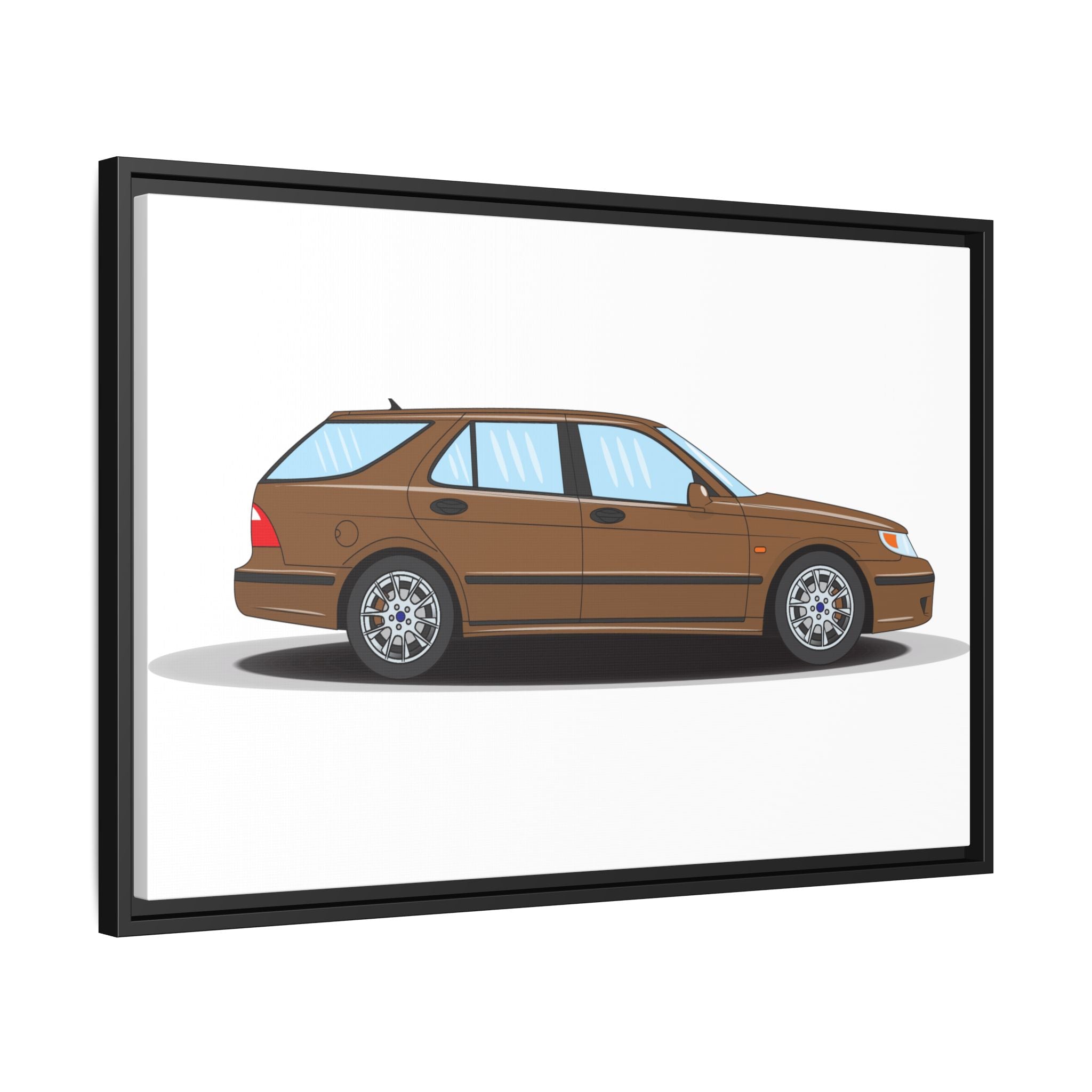 Saab 9-5 OG Aero Wagon Hazelnut Metallic Art Print — Framed Matte Canvas Wall Decor