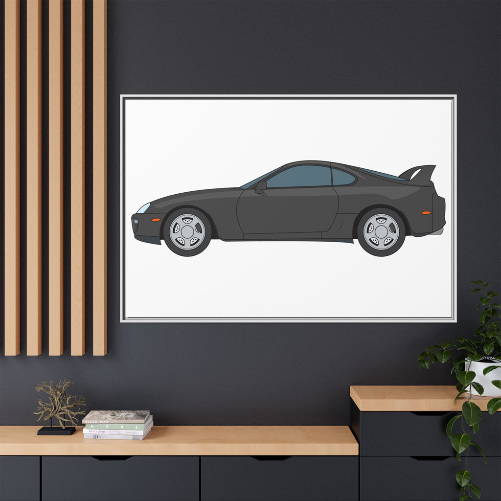 Toyota Supra MK4 Anthracite Art Print — Framed Matte Canvas Wall Decor