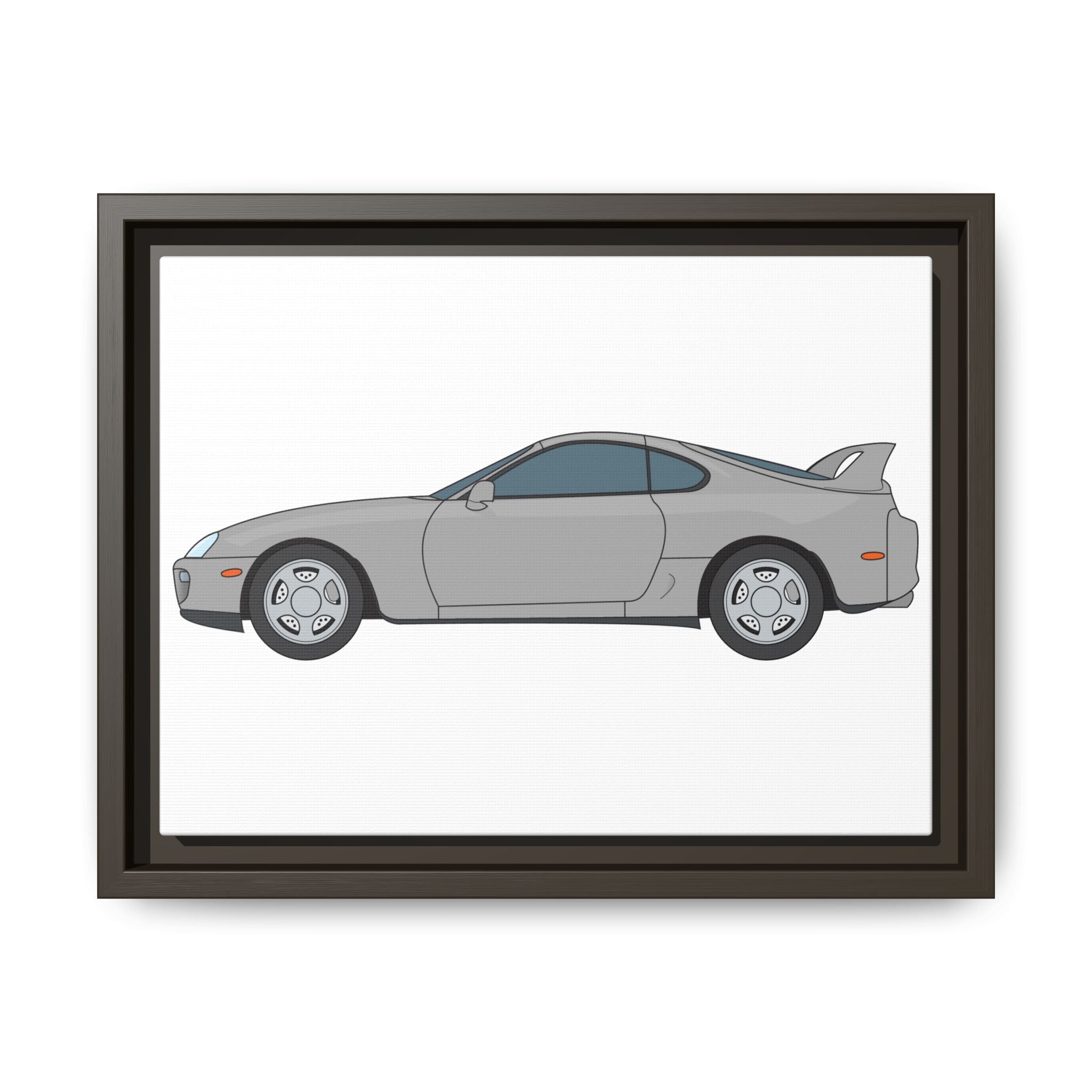 Toyota Supra MK4 Silver Metallic Art Print — Framed Matte Canvas Wall Decor