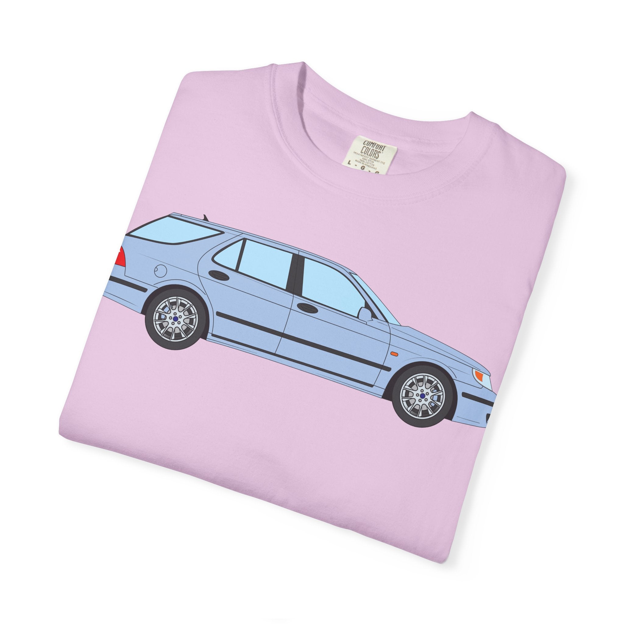 Saab 9-5 OG Aero Wagon Ice Blue  — T-Shirt — Retro Car Graphic Tee