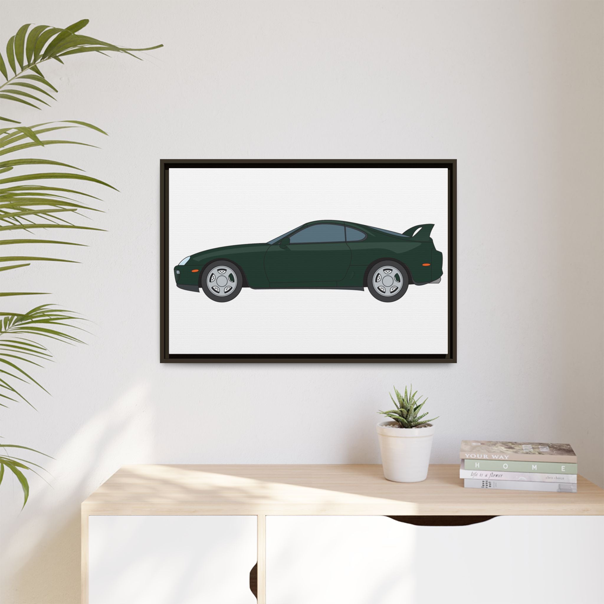 Toyota Supra MK4 Dark Green Mica Art Print — Framed Matte Canvas Wall Decor
