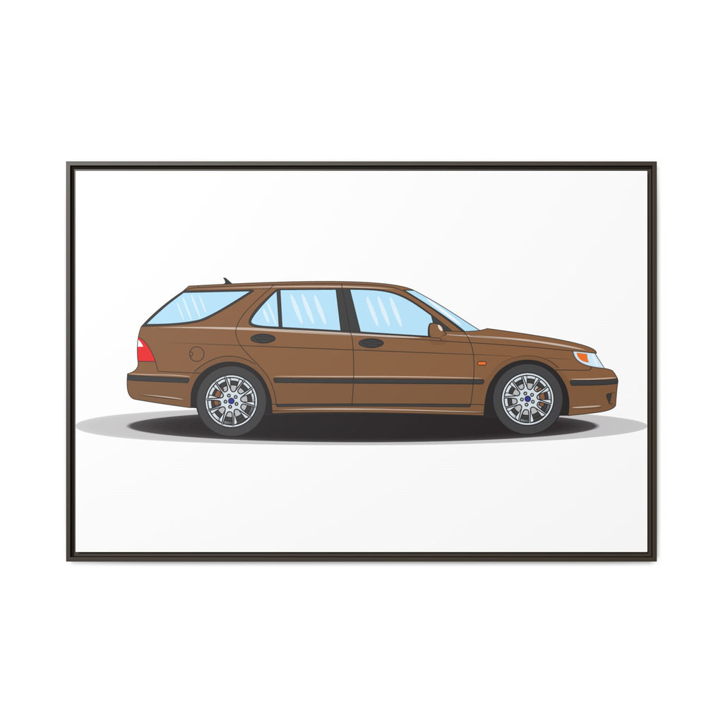 Saab 9-5 OG Aero Wagon Hazelnut Metallic Art Print — Framed Matte Canvas Wall Decor
