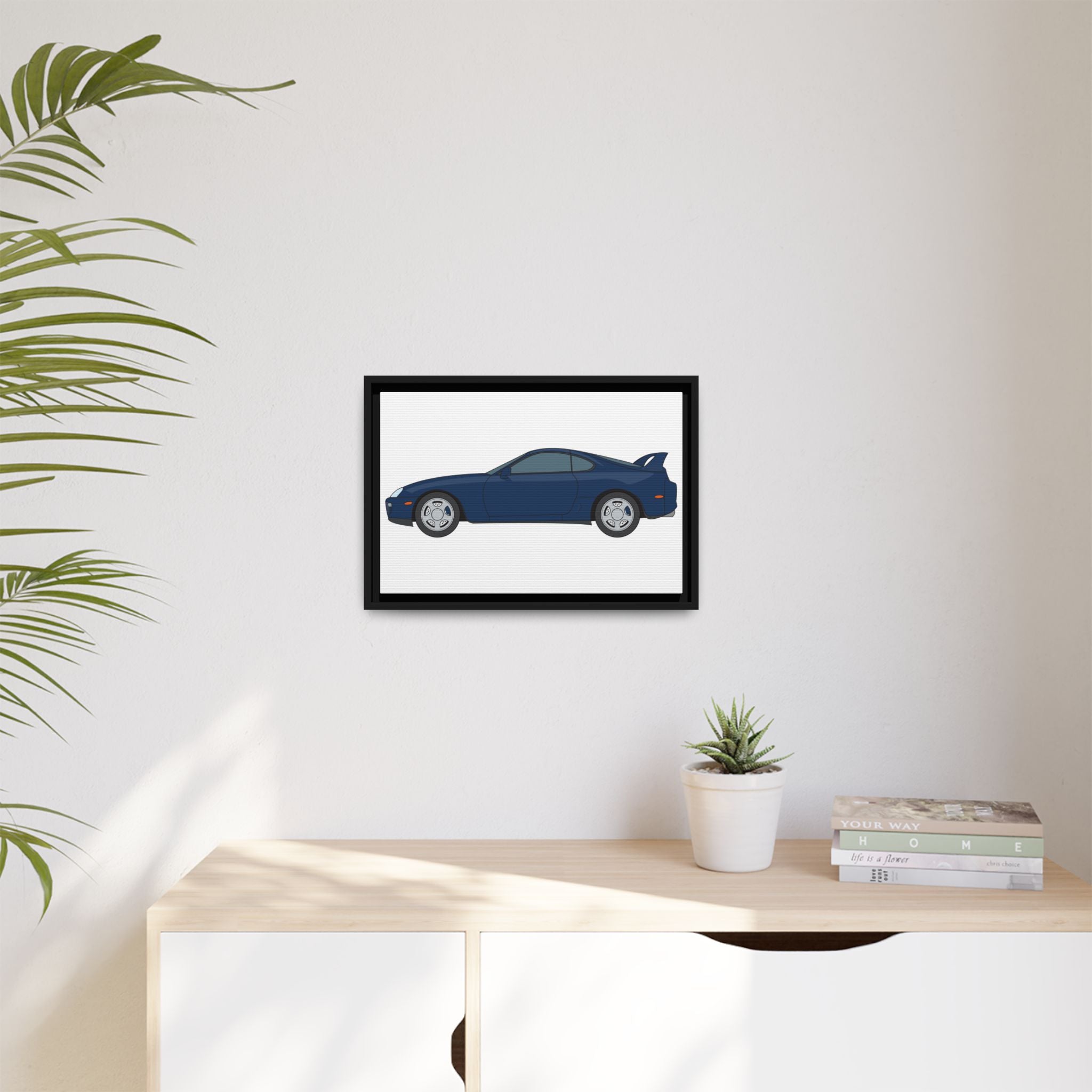 Toyota Supra MK4 Royal Sapphire Art Print — Framed Matte Canvas Wall Decor