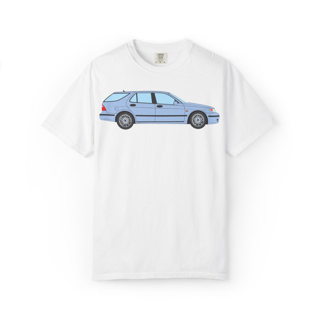 Saab 9-5 OG Aero Wagon Ice Blue  — T-Shirt — Retro Car Graphic Tee