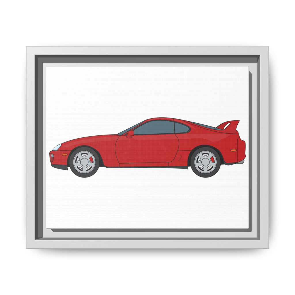 Toyota Supra MK4 Super Red ll Art Print — Framed Matte Canvas Wall Decor