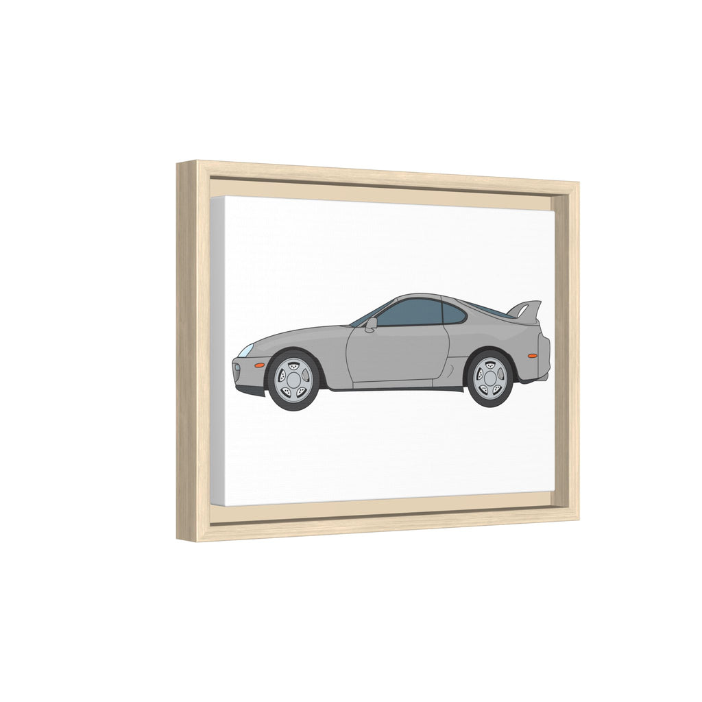 Toyota Supra MK4 Silver Metallic Art Print — Framed Matte Canvas Wall Decor