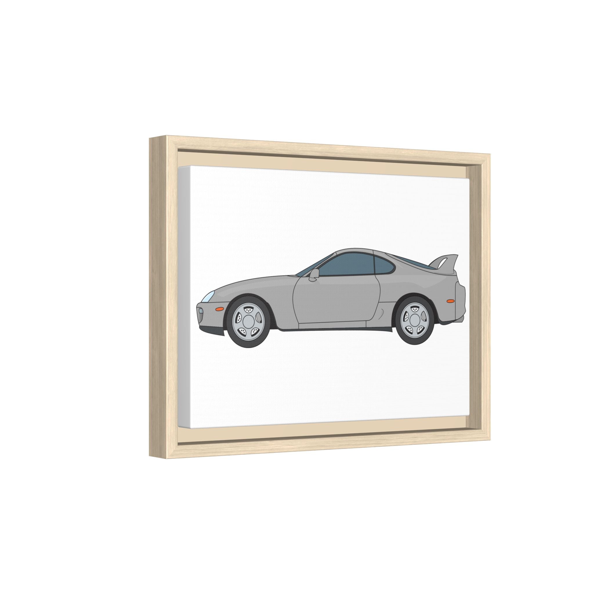Toyota Supra MK4 Silver Metallic Art Print — Framed Matte Canvas Wall Decor