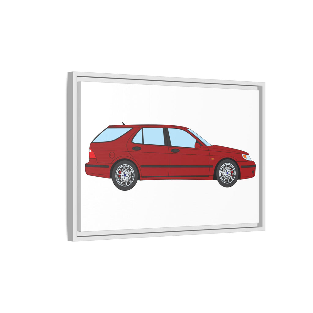 Saab 9-5 OG Aero Wagon — Laser Red Art Print — Framed Matte Canvas Wall Decor