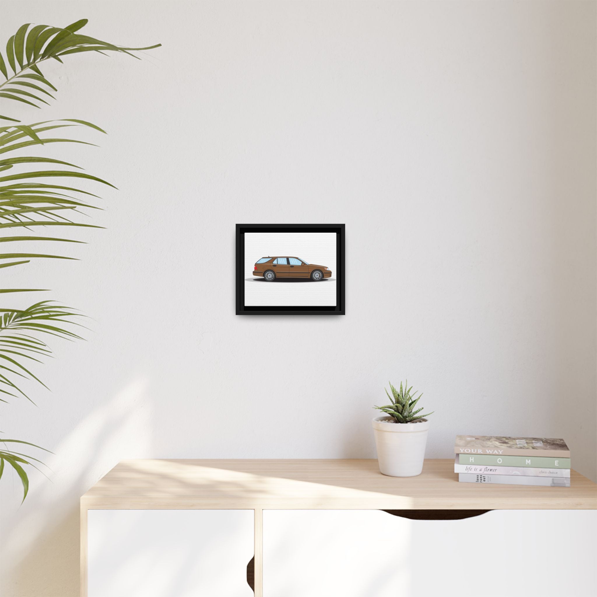 Saab 9-5 OG Aero Wagon Hazelnut Metallic Art Print — Framed Matte Canvas Wall Decor