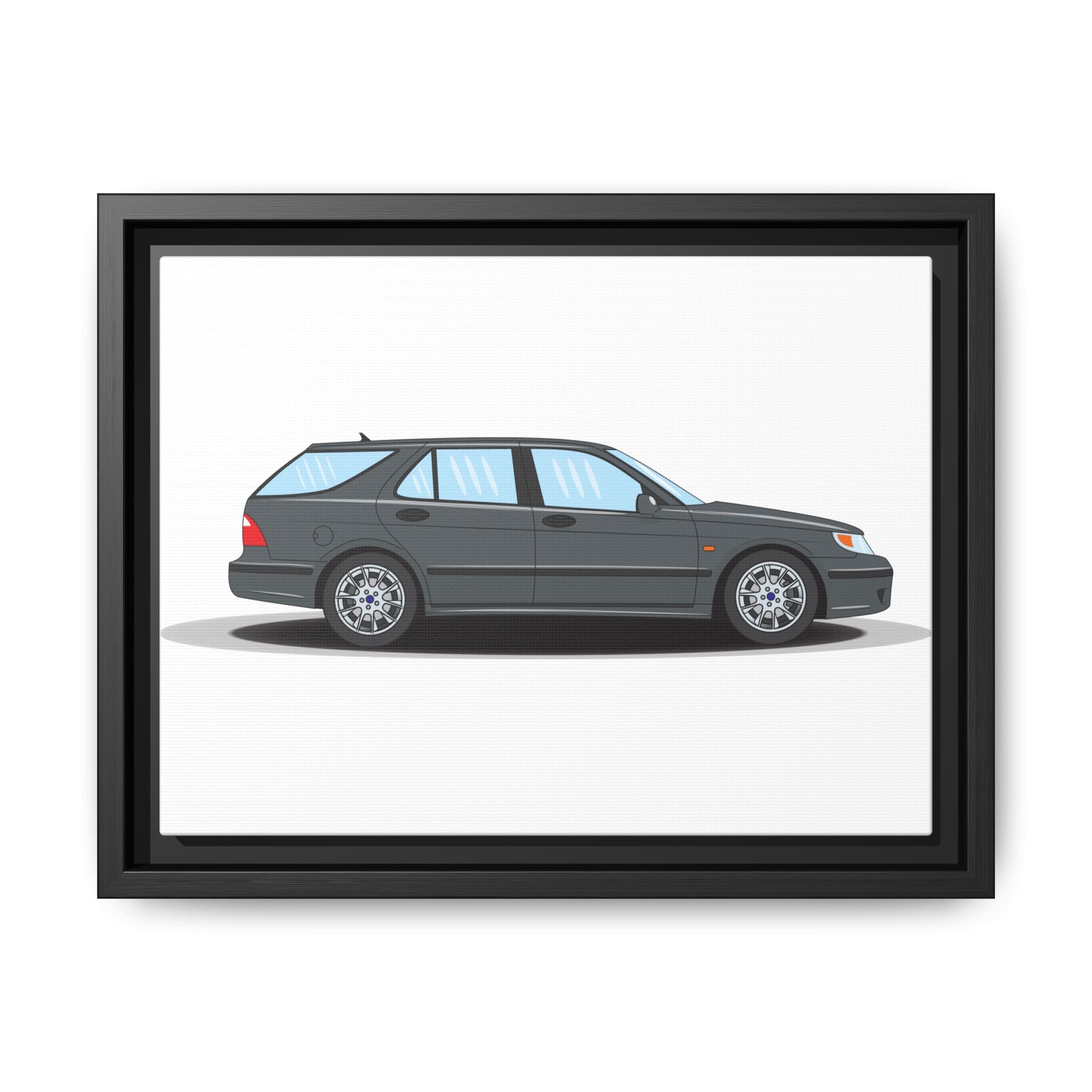 Saab 9-5 OG Aero Steel Grey Art Print — Framed Matte Canvas Wall Decor