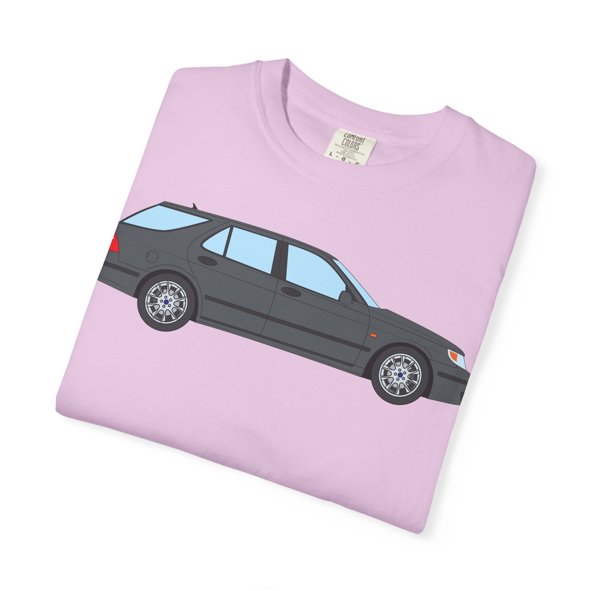 Saab 9-5 OG Aero Wagon Steel Grey  — T-Shirt — Retro Car Graphic Tee